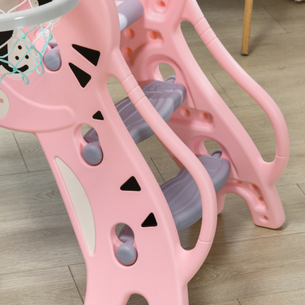 AIYAPLAY Kids Slide with Basketball Hoop, Basketball, for 18-36 Months, Pink