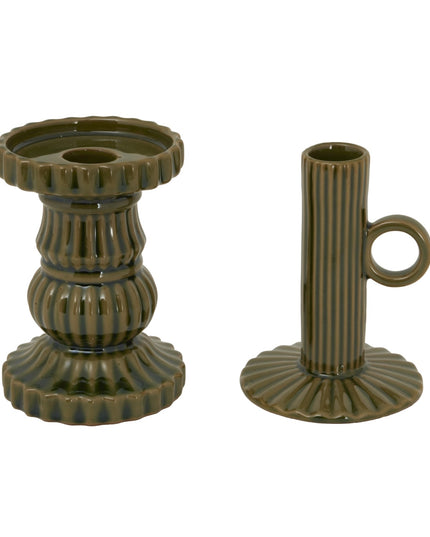 Alora Olive Ceramic Pillar Candle Holder