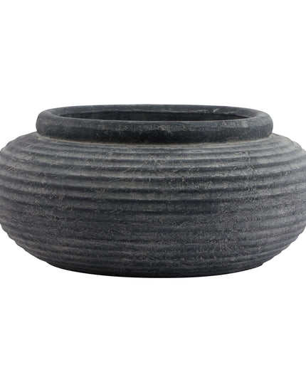 Amalfi Grey Round Ribbed Planter