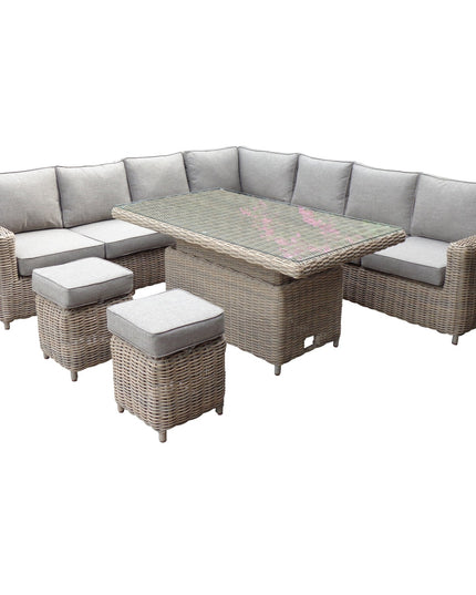 Amalfi Outdoor Large Corner Set With Riser Table + 2 Stools