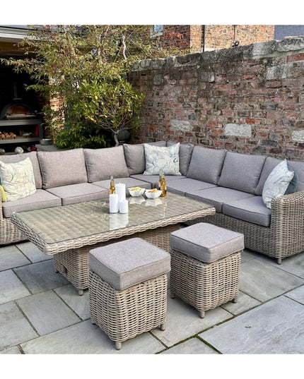 Amalfi Outdoor Large Corner Set With Riser Table + 2 Stools