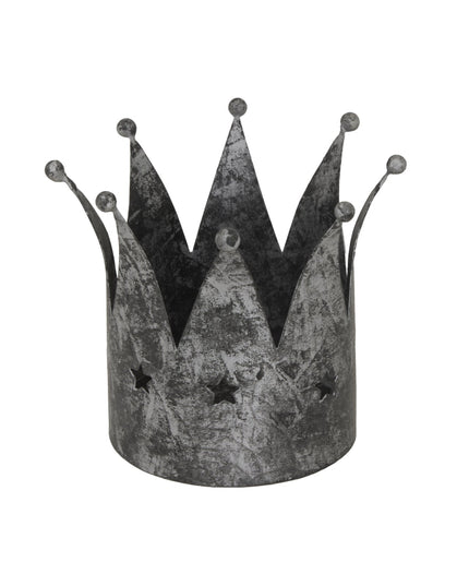 Antique Silver Crown Candle Holder