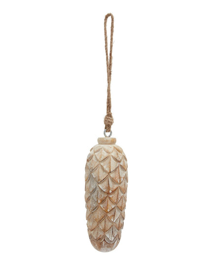 Antique White Wash Large Pine Cone Bauble