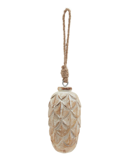 Antique White Wash Pine Cone Bauble