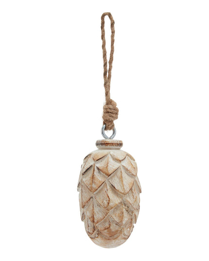 Antique White Wash Small Pine Cone Bauble