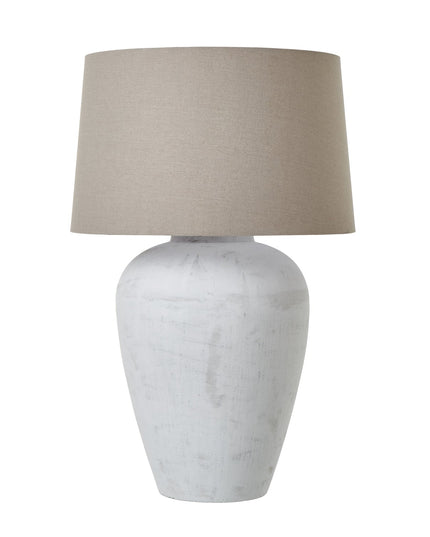 Athena Aged Stone Tall Table Lamp With Linen Shade