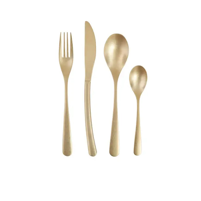 Avie 16 Piece Antique Gold Finish Cutlery Set