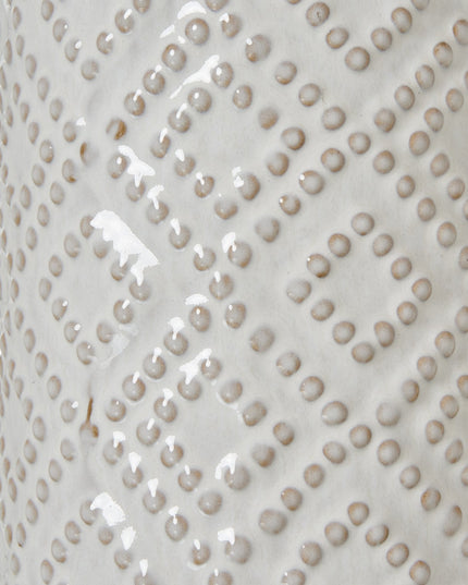 Beaded Ceramic Lamp With Linen Shade