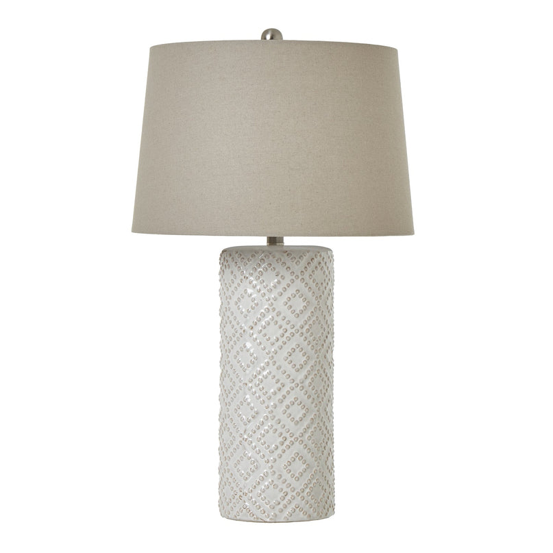 Beaded Ceramic Lamp With Linen Shade