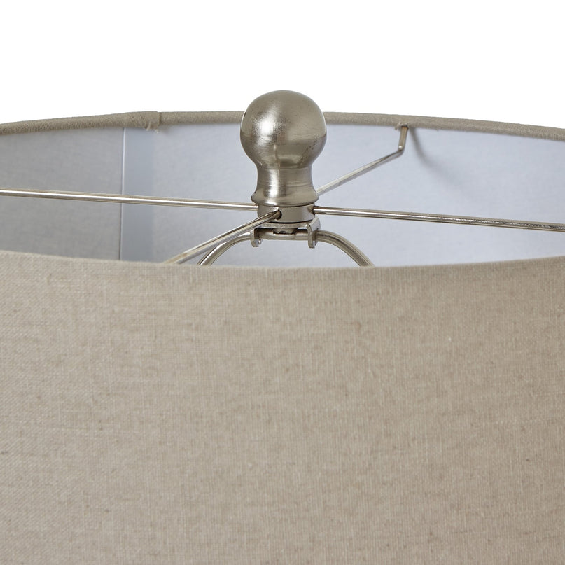 Beaded Ceramic Lamp With Linen Shade