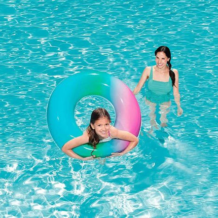 Bestway Inflatable Rainbow Swim Ring Summer Kids Beach Pool Fun Water Float 36"