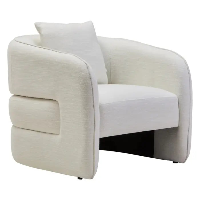 Bilani Curved Chair with back design cream fabric
