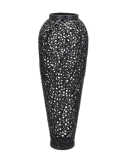 Black Cast Lattice Large Vase