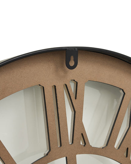 Black Framed Skeleton Clock With White Roman Numerals