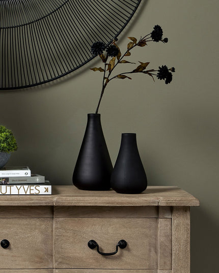 Black Tapered Tall Glass Vase