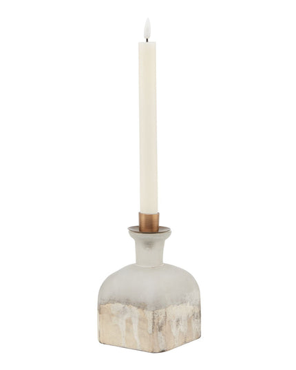 Burnished Dipped and Aged Brass Candle Holder Vase
