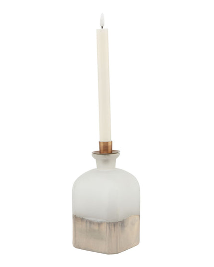 Burnished Dipped and Aged Brass Large Candle Holder Vase