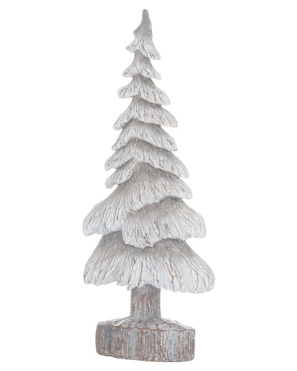 Carved Wood Effect Grey Small Snowy Tree