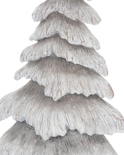 Carved Wood Effect Grey Small Snowy Tree