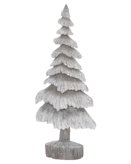 Carved Wood Effect Grey Snowy Tree