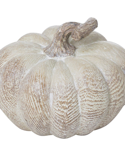 Carved Wood Effect Small Squat Pumpkin