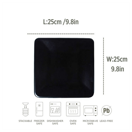 Ceramic Serving Plate&Platter Black Pearl Black 25x25cm