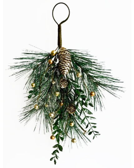 Christmas Soft Gold Teardrop Swag With Pinecones