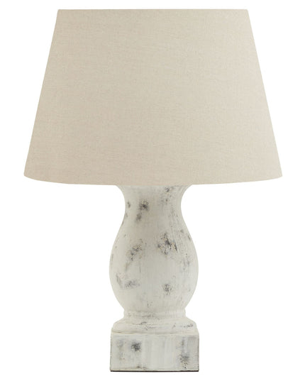 Darcy Antique White Pillar Table Lamp With Linen Shade