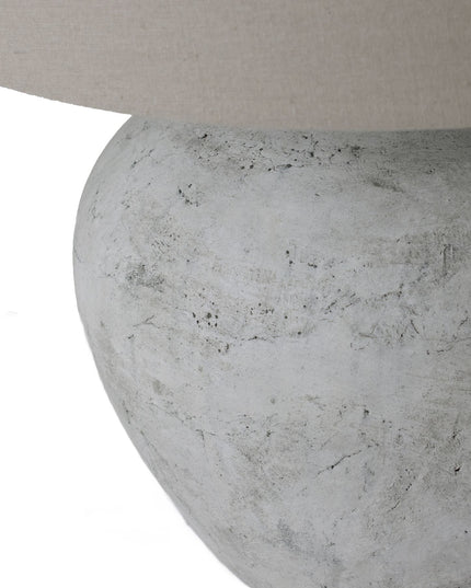Darcy Antique White Round Table Lamp With Linen Shade