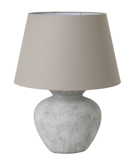 Darcy Antique White Round Table Lamp With Linen Shade