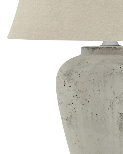 Darcy Antique White Table Lamp With Linen Shade