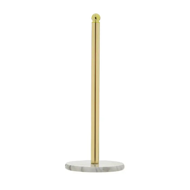 Delphine Light Gold Small Kitchen Roll Holder With Marble Base