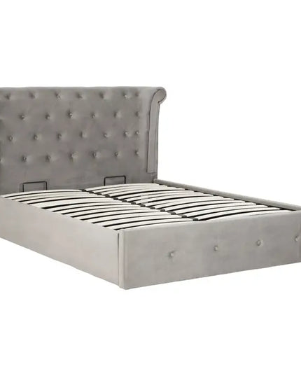 Edison Grey Brushed Velvet Ottoman King Bed