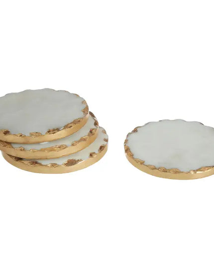 Empire Set Of 4 Round White Marble Coasters