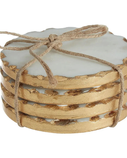 Empire Set Of 4 Round White Marble Coasters