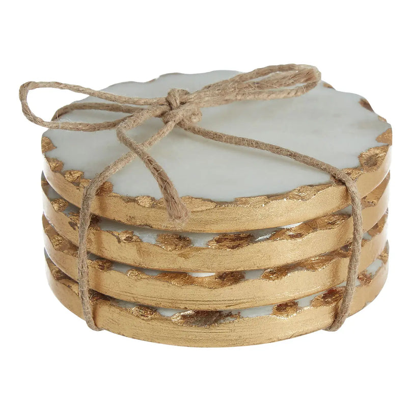 Empire Set Of 4 Round White Marble Coasters