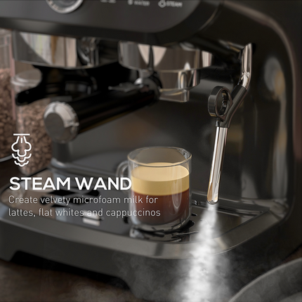 Espresso Coffee Machine w/ Integrated Bean Grinder & Steam Wand 15 Bar Pressure