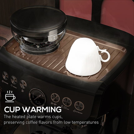 Espresso Coffee Machine w/ Integrated Bean Grinder & Steam Wand 15 Bar Pressure