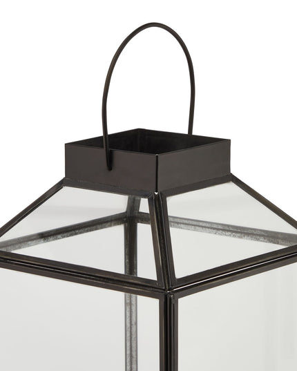Glass Top Large Black Lantern