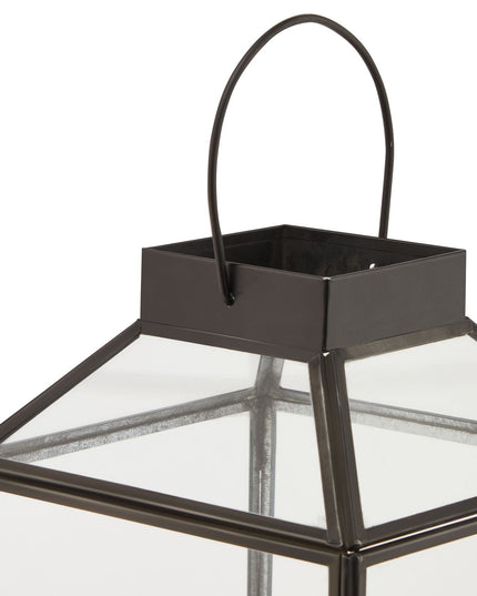 Glass Top Small Black Lantern