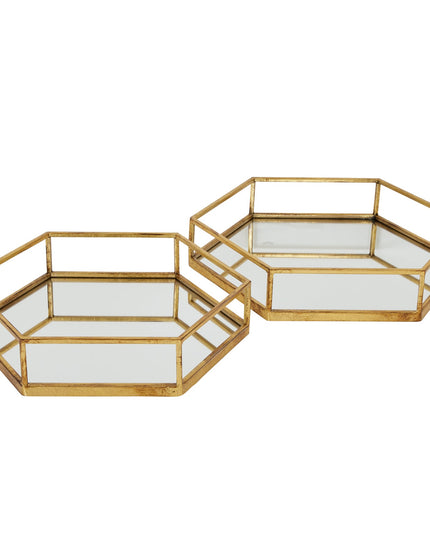 Gold Hexagon Set Of Two Trays