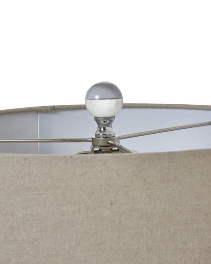 Grey Glass Table Lamp With Linen Shade