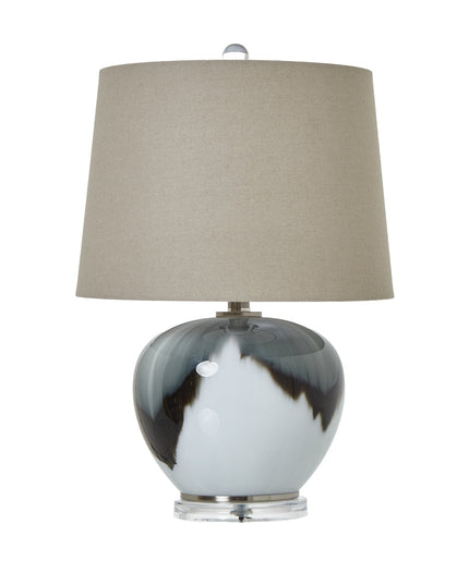 Grey Glass Table Lamp With Linen Shade