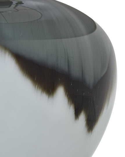 Grey Glass Table Lamp With Linen Shade