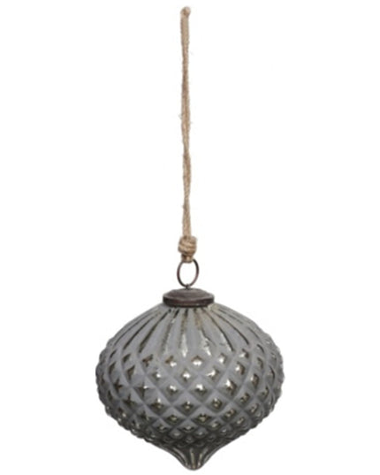 Grey Metallic Collection Large Teardrop Combe Bauble