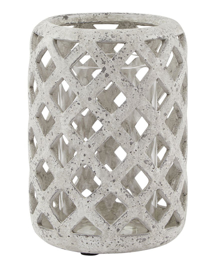 Grey Stone Effect Hurricane Lantern