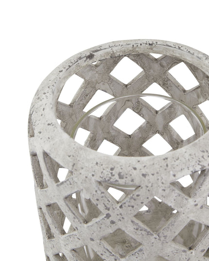 Grey Stone Effect Hurricane Lantern