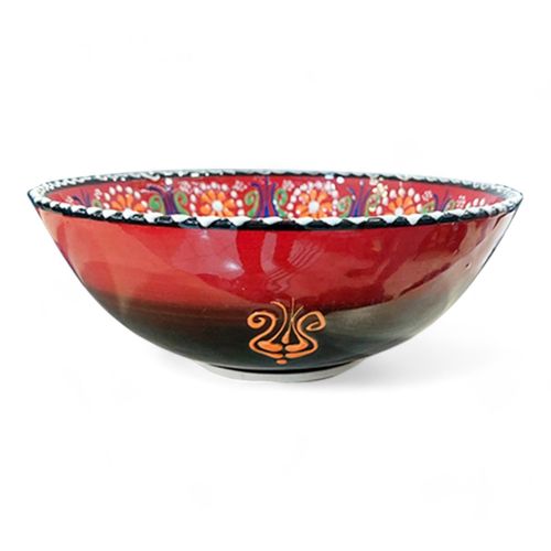 Handmade Ceramic Bowl Mexican Red to Black 21cm