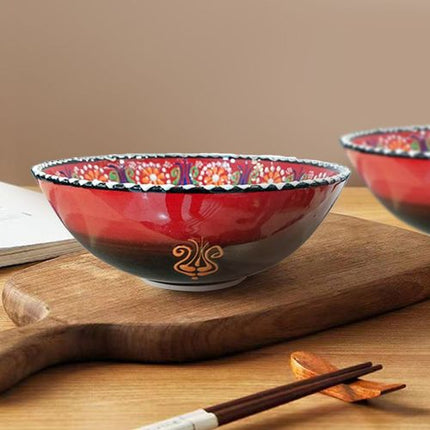 Handmade Ceramic Bowl Mexican Red to Black 21cm