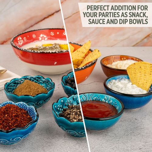 Handmade Ceramic Bowls Set of 6 Ocean 8cm